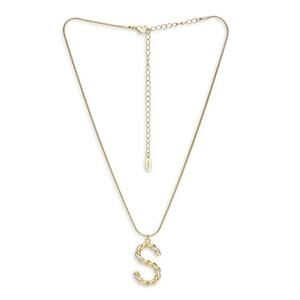 NEW ETTIKA REVOLVE 18K Goldplated Twisted Crystal Initial Pendant Necklace S